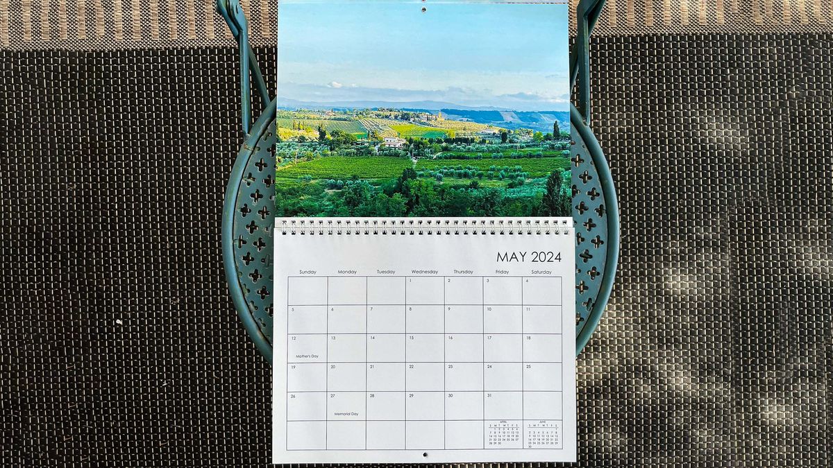 Snapfish calendar on chair