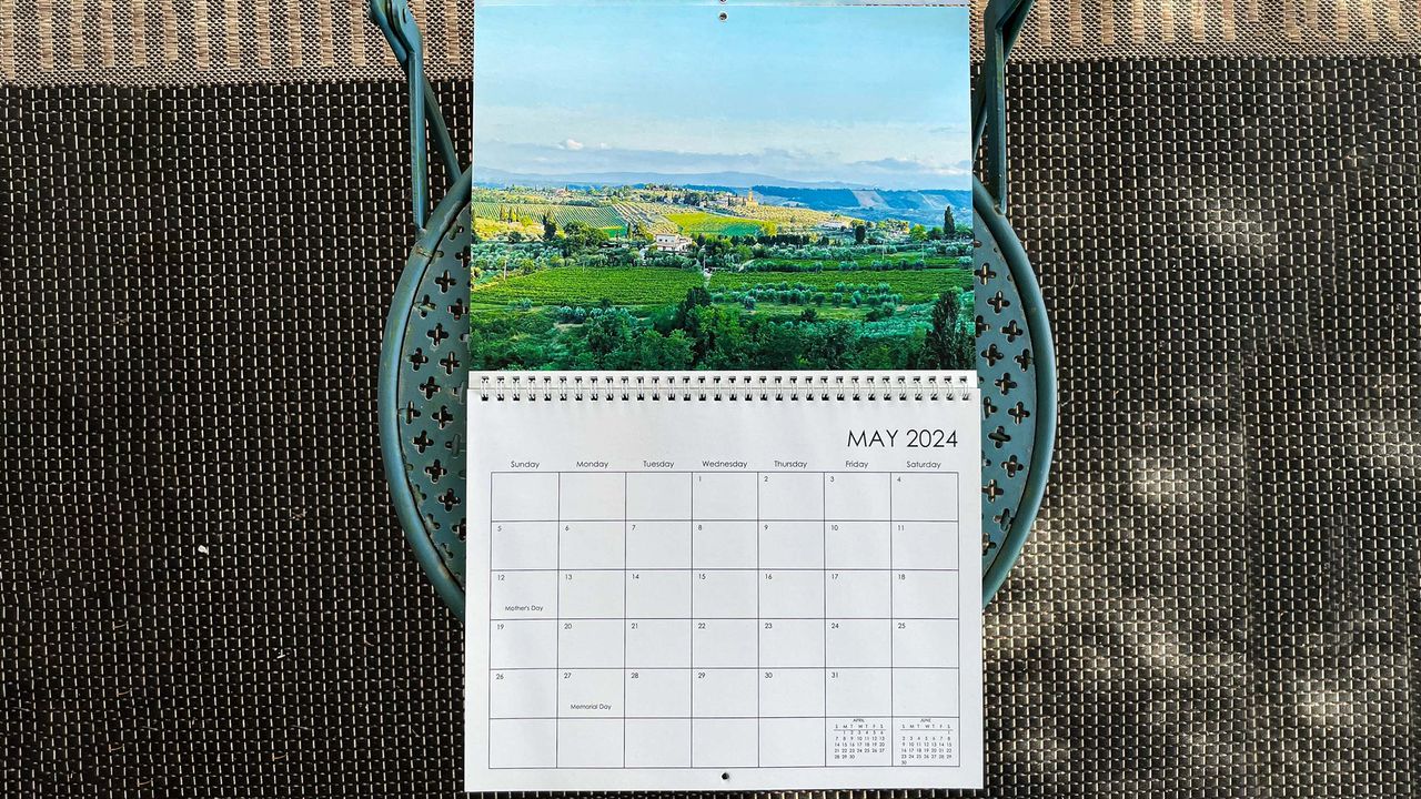 Snapfish calendar on chair