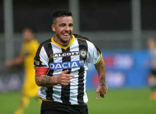 Antonio Di Natale celebrates after scoring for Udinese against Parma in September 2014.