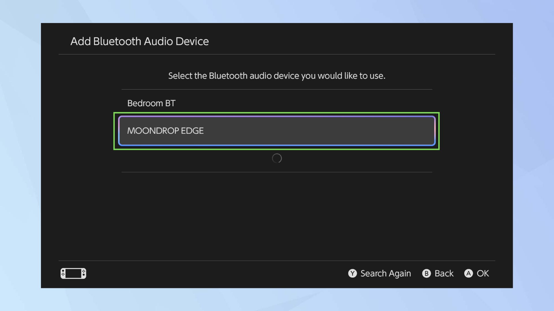 Switch 2 Bluetooth audio device in menu