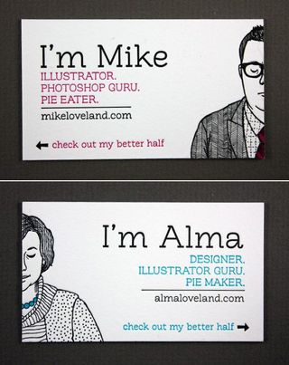 The humour in this joint business card is subtle, but all the more effective for it