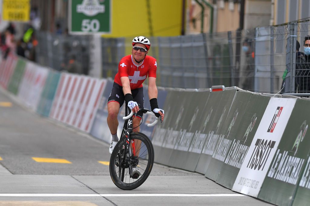 SAINTIMIER SWITZERLAND APRIL 29 Stefan Kung of Switzerland and Team Groupama FDJ at arrival during the 74th Tour De Romandie 2021 Stage 2 a 1657km stage from La Neuveville to SaintImier TDR2021 TDRnonstop UCIworldtour on April 29 2021 in SaintImier Switzerland Photo by Luc ClaessenGetty Images