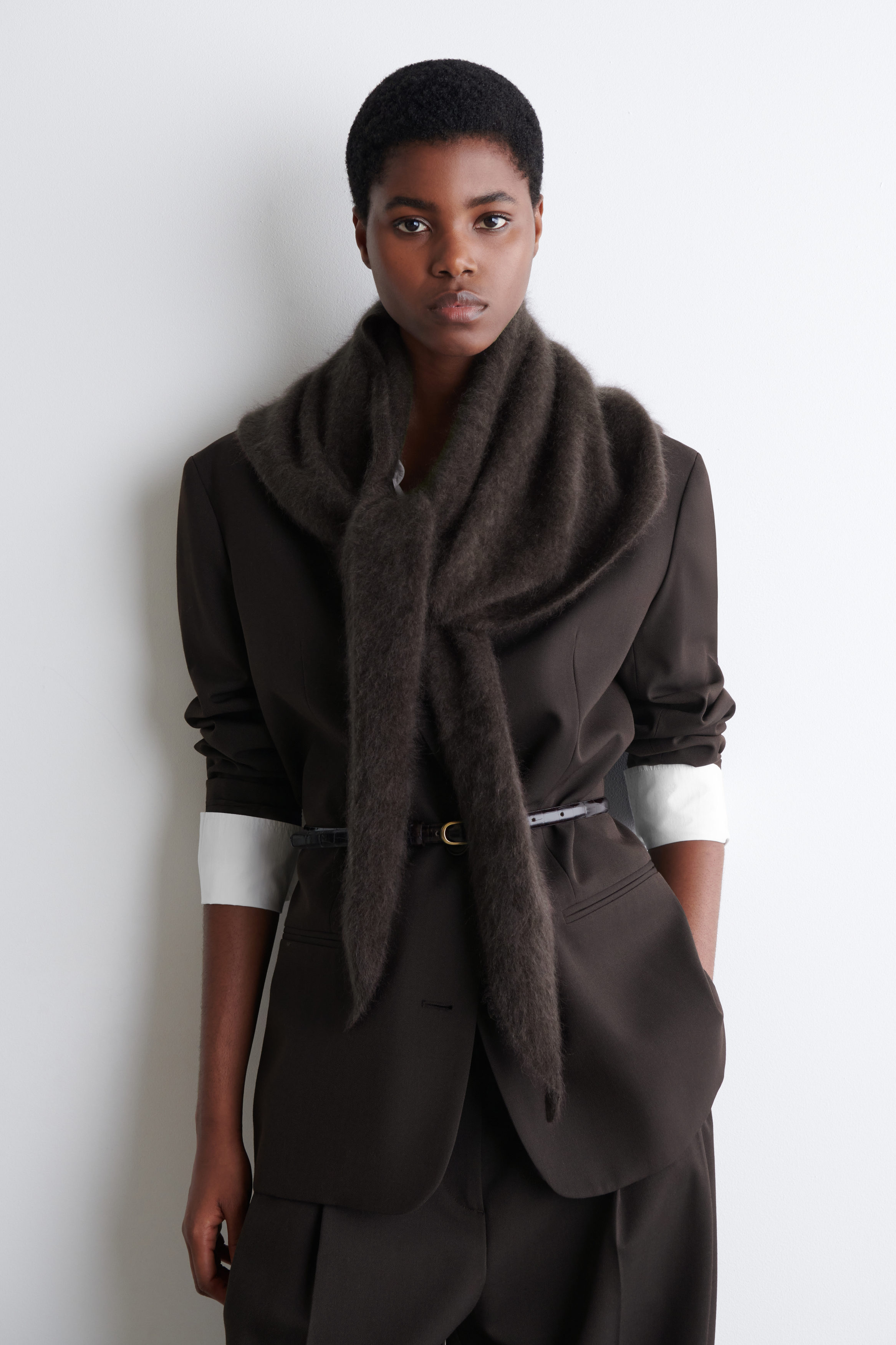 Brushed-Cashmere Triangle Scarf