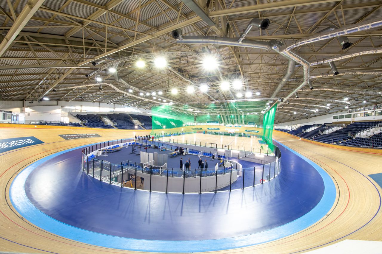 The track centre of Manchester Velodrome