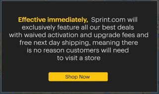 Sprint Store warning screenshot