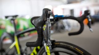 Orica-Scott mechanic Craig Geater tells us the new DA Di2 groups should have arrived at their European Service Course. But for Adelaide they're riding the old group