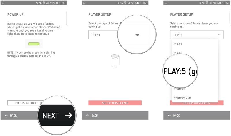 Tap Next, tap thew dropdown menu, tap your speaker model
