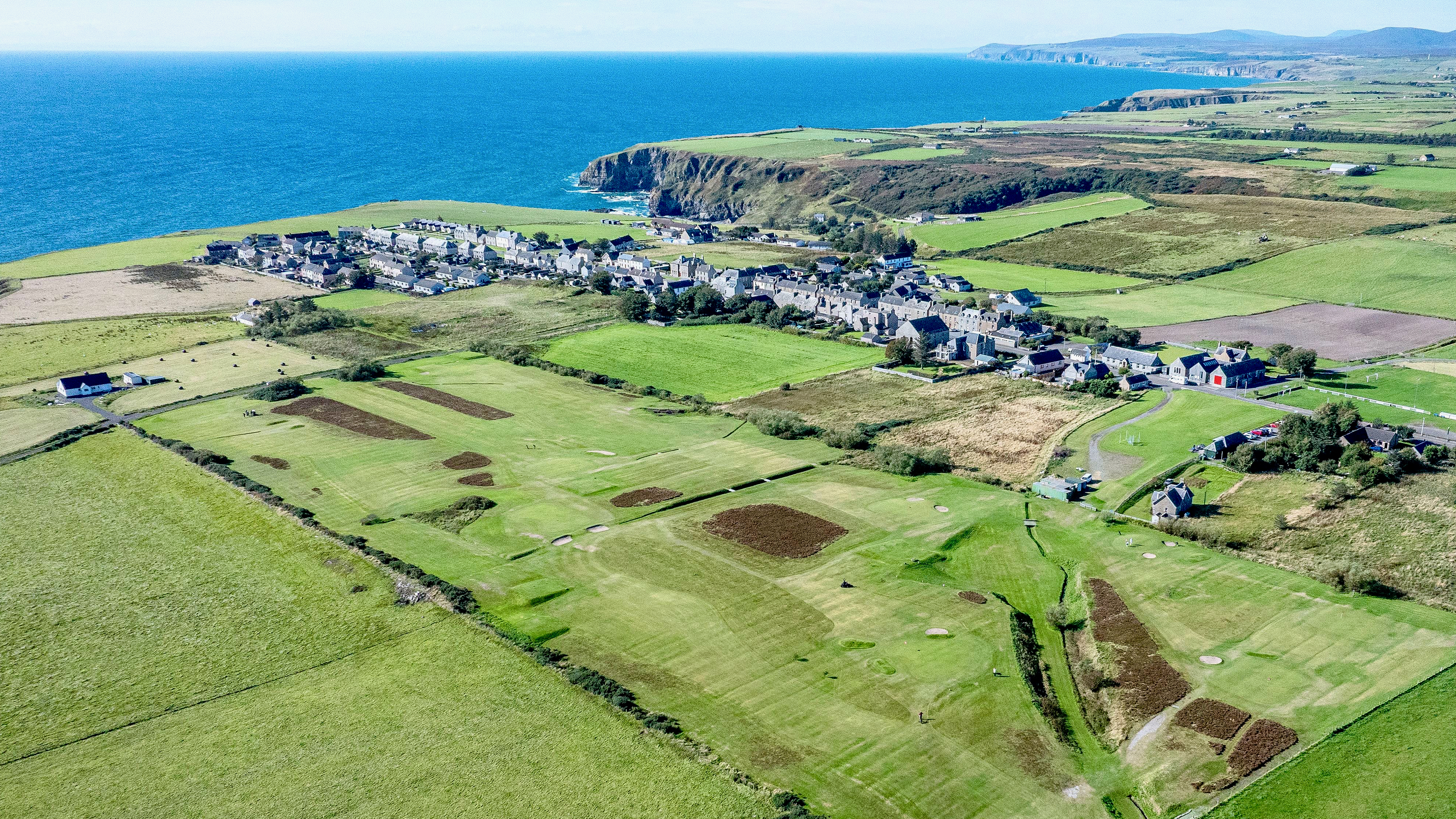 An aerial view of Lybster Golf Club in north-east Scotland