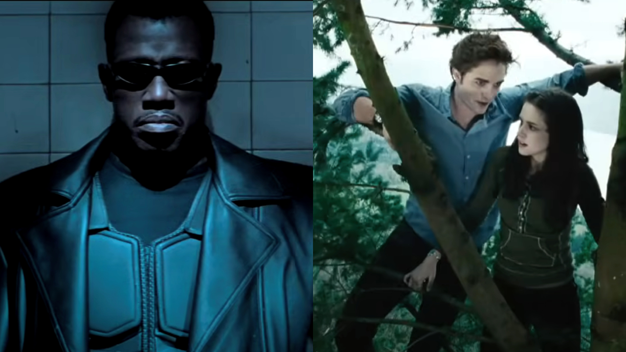 Wesley Snipes in Blade and Robert Pattinson and Kristen Stewart in Twilight