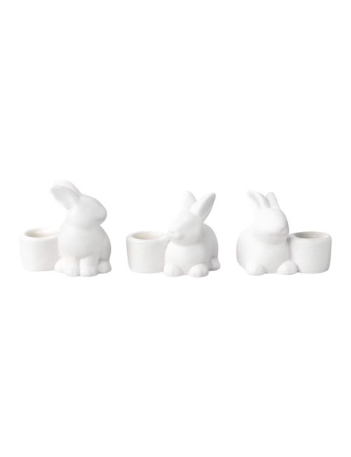 Easter Set of 3 Ceramic Bunny Taper Candle Holders