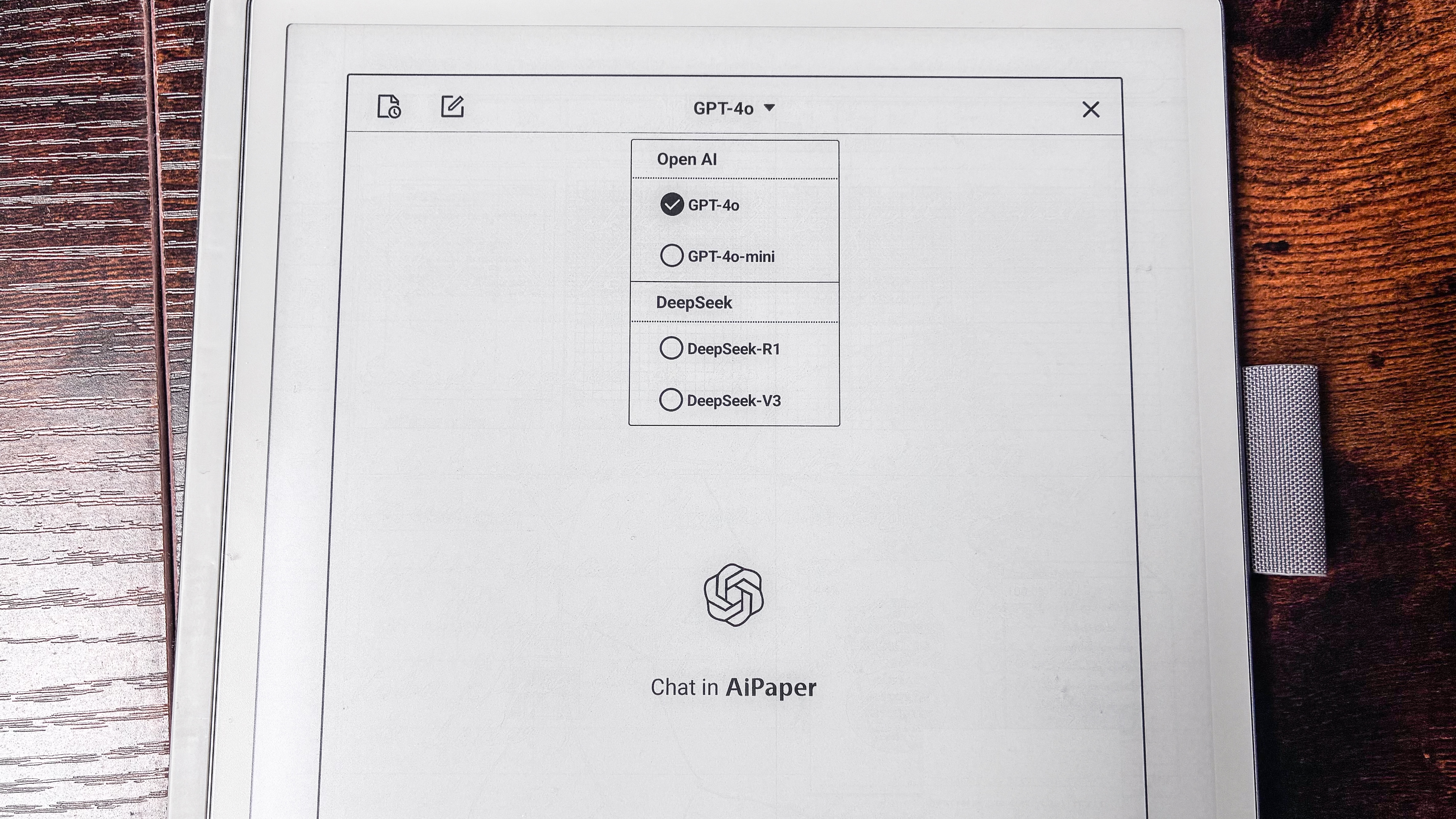 The AI app on the ViWoods AiPaper tablet