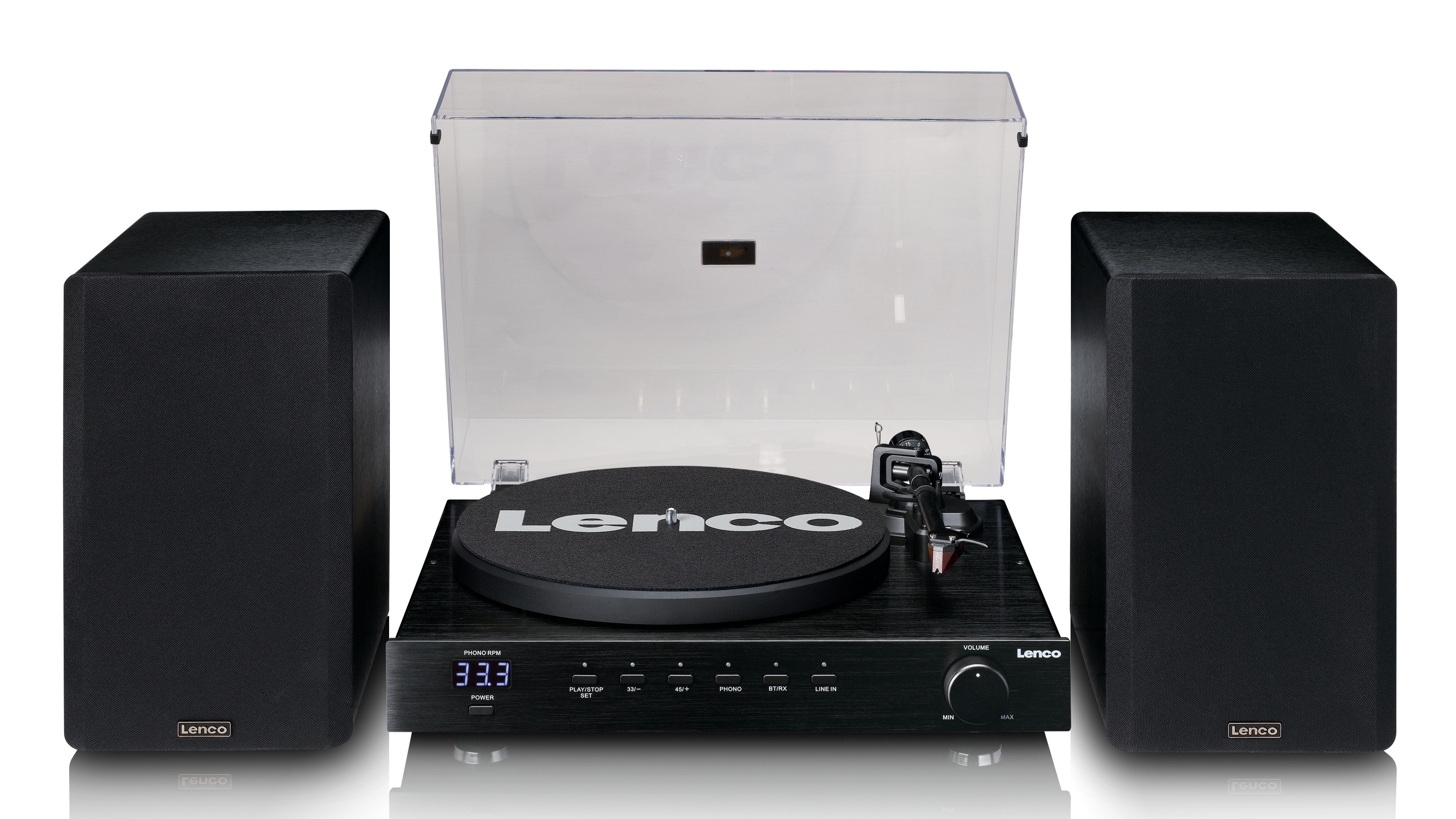 Lenco LS-700 turntable with separate speakers in black