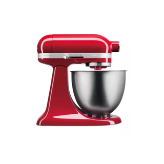 KitchenAid artisan mini stand mixer in red on a white background