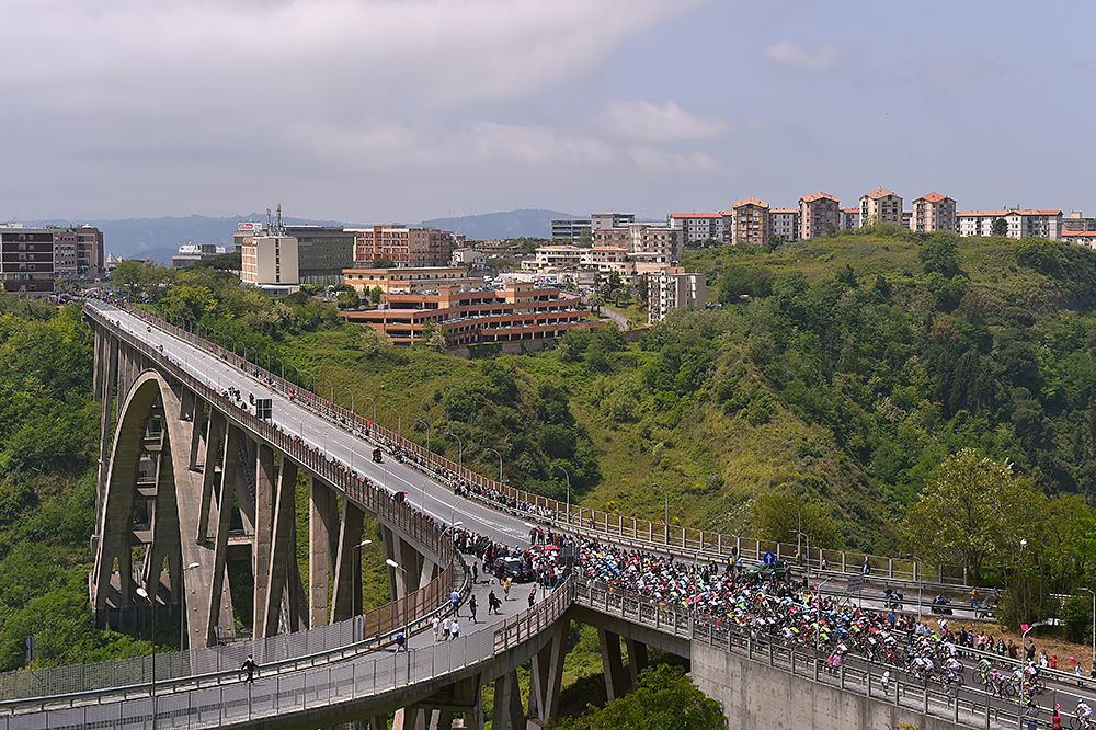 The peloton racing during stage 4 at the Giro d'Italia