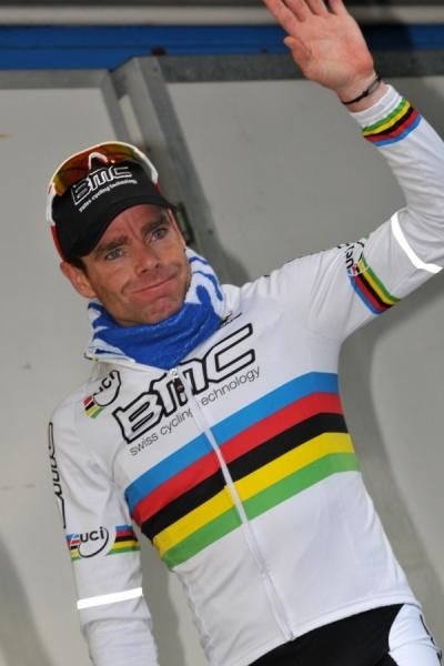 Cadel Evans (BMC) took third in one of his last races as world champion.
