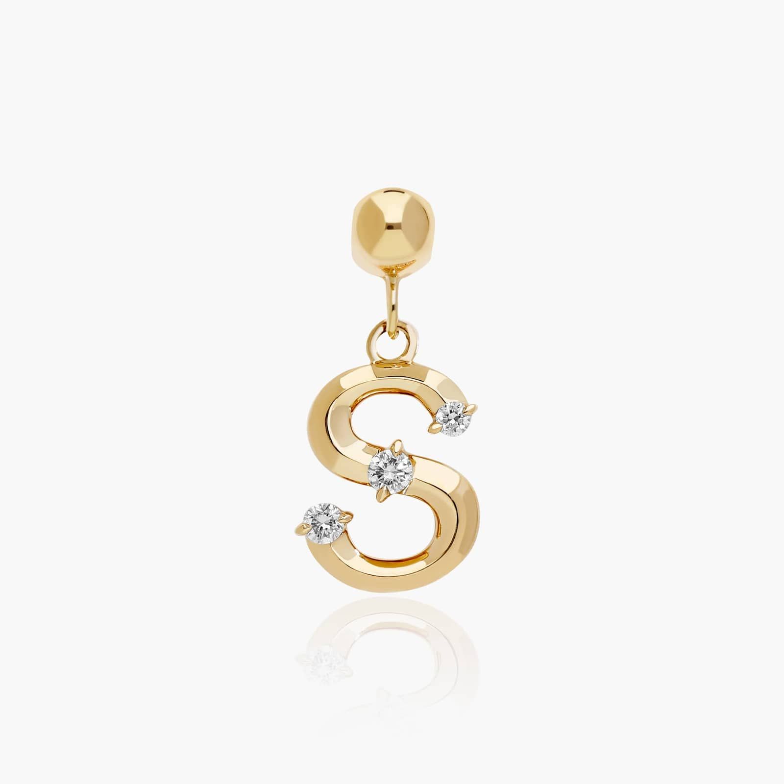 James Allen, S Initial Lab-Grown Diamond Charm in 14K Yellow Gold
