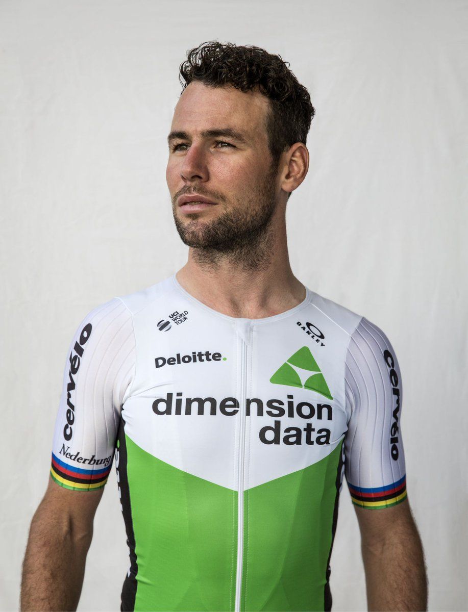 The 2018 Dimension Data jersey as modeled by Mark Cavendish
