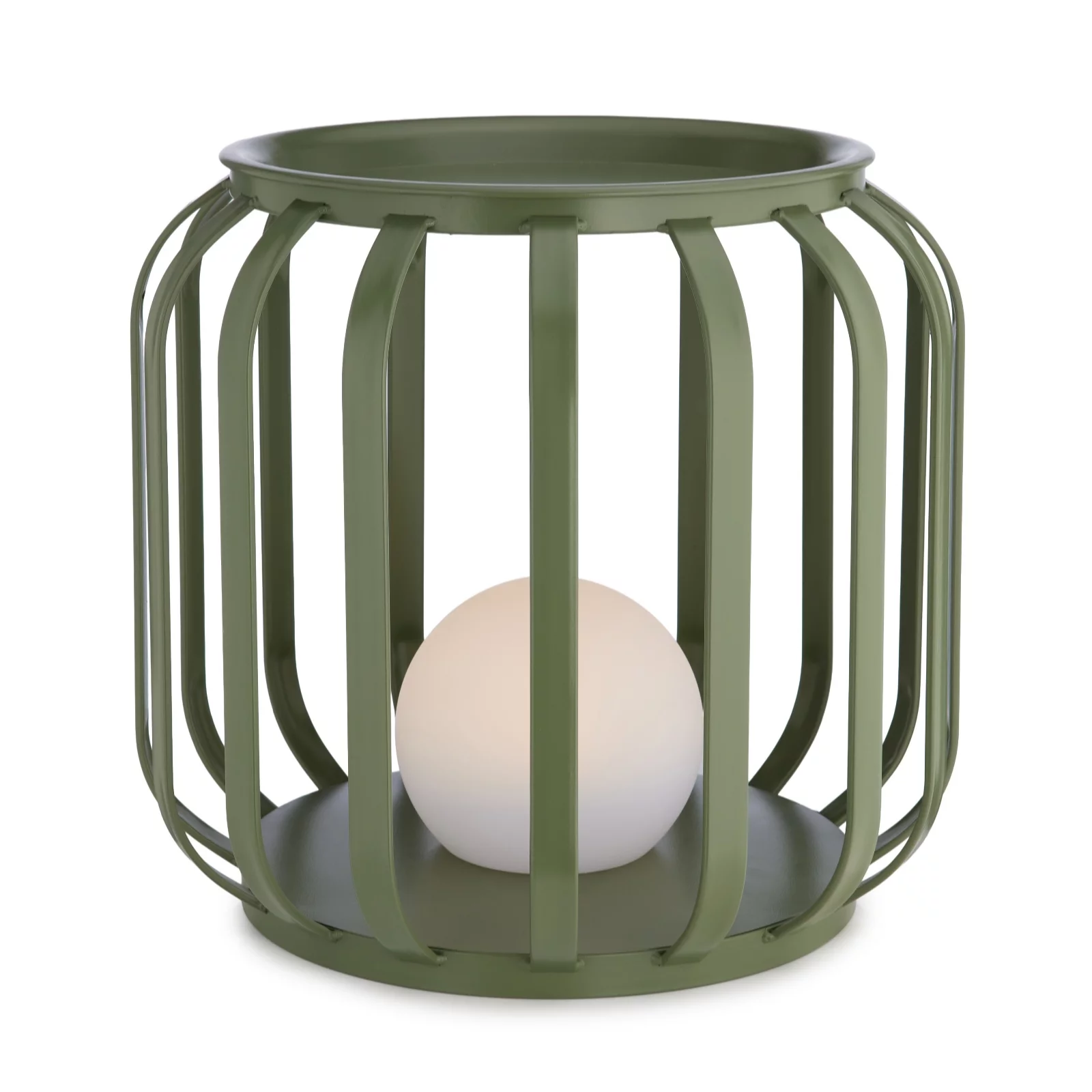 Abode Outdoor Short Metal Plant Stand Table With Orb Light