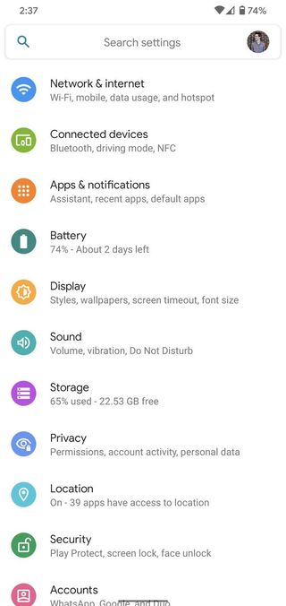 Android 10 Settings