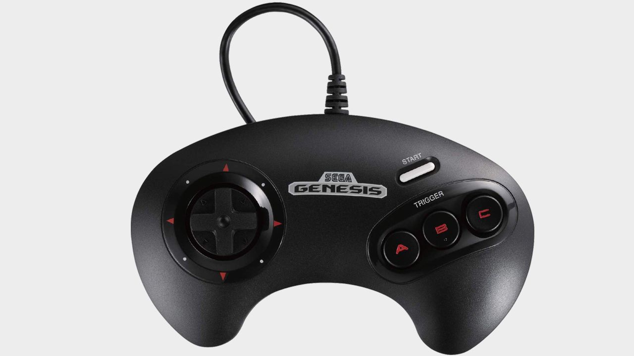 Sega Genesis mini controller with grey backdrop