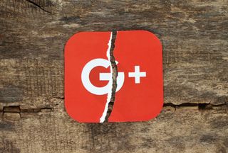 The Google Plus logo split in half