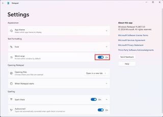 Notepad enable word wrap