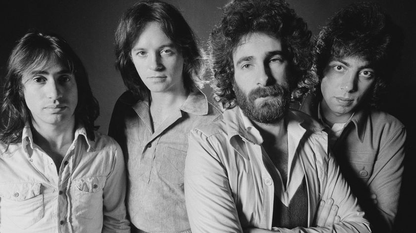 English rock band 10cc, 1974. Left to right: Lol Creme, Eric Stewart, Kevin Godley and Graham Gouldman
