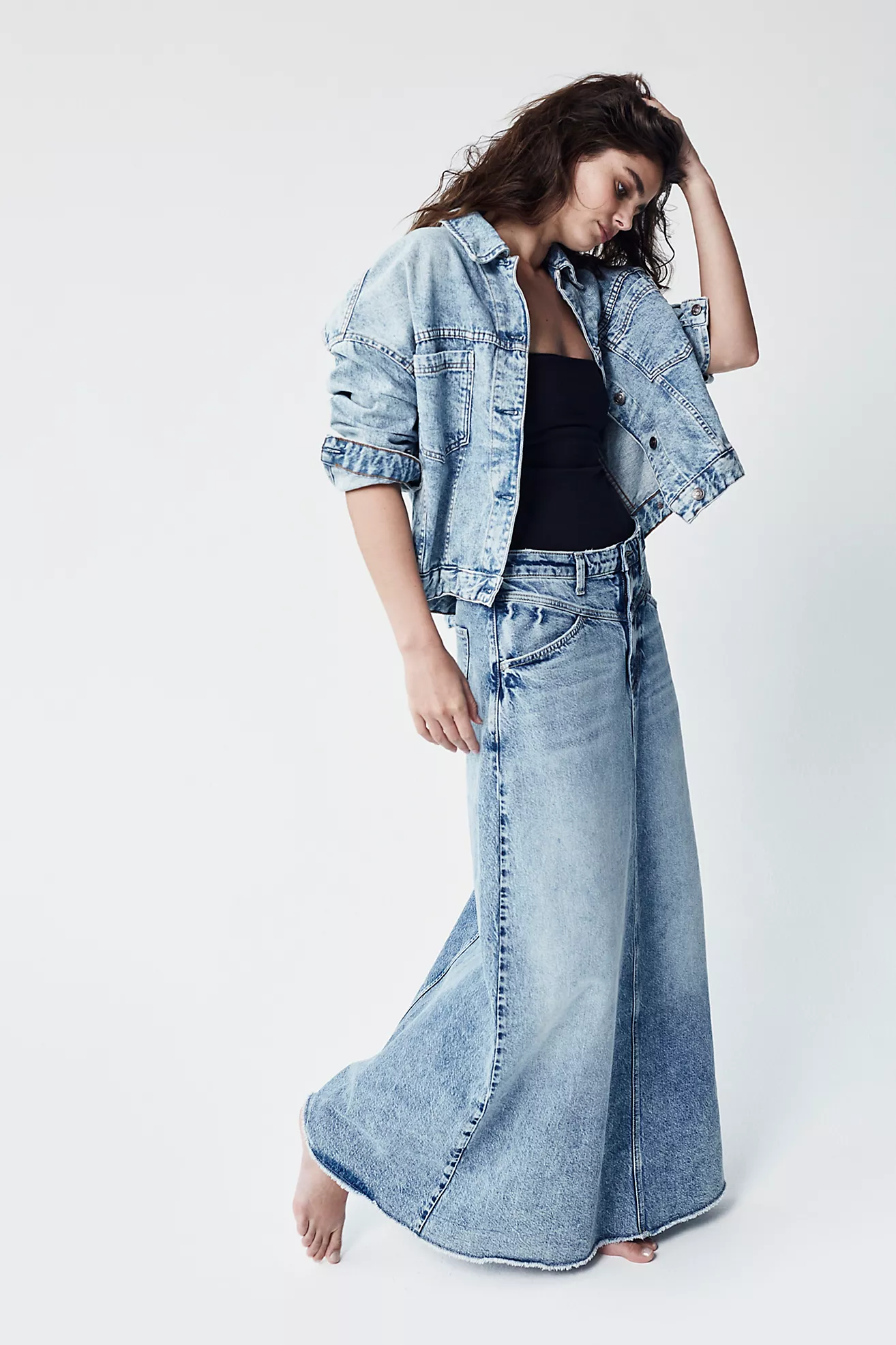 We the Free Come as You Are Denim Maxi Skirt