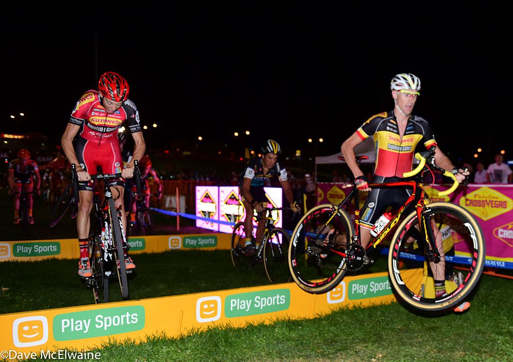 Klass Vantornout (Sunweb-Nepolean Games) leading the race on lap one