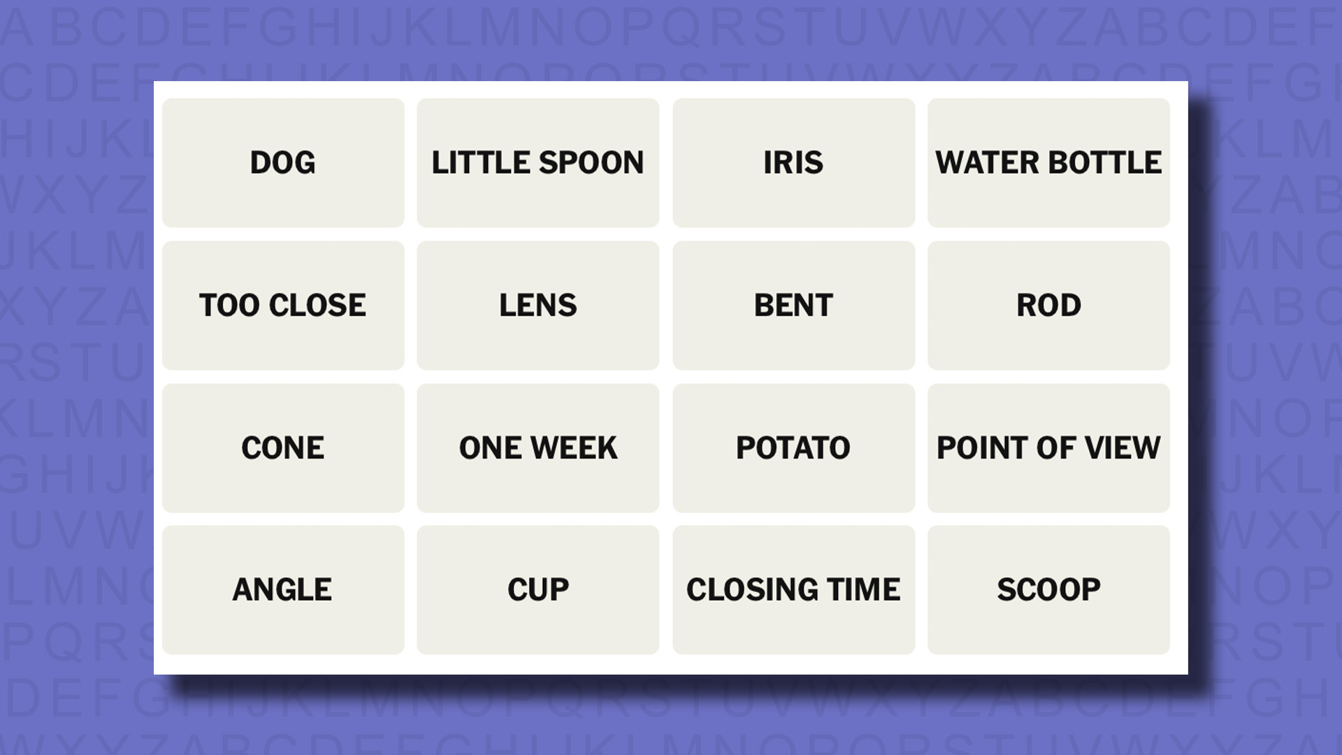 NYT Connections hints for game 733 on a purple background