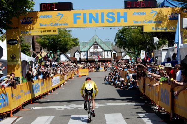 Chris Horner (RadioShack) races to the finish in Solvang.