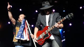 Johnny Van Zant and Gary Rossington of Lynyrd Skynyrd perform on stage at Madison Square Garden on May 15, 2008 in New York City.k City.