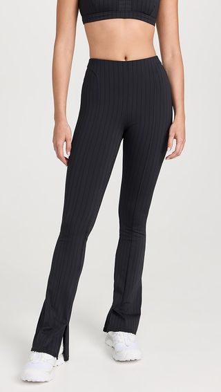 Alo Yoga High Waist Pinstripe Zip It Flare Leggings