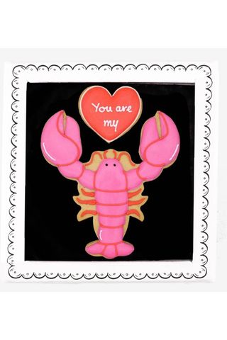 valentine's gifts for her - iced biscuits in lobster and heart shape reading you are my lobster 