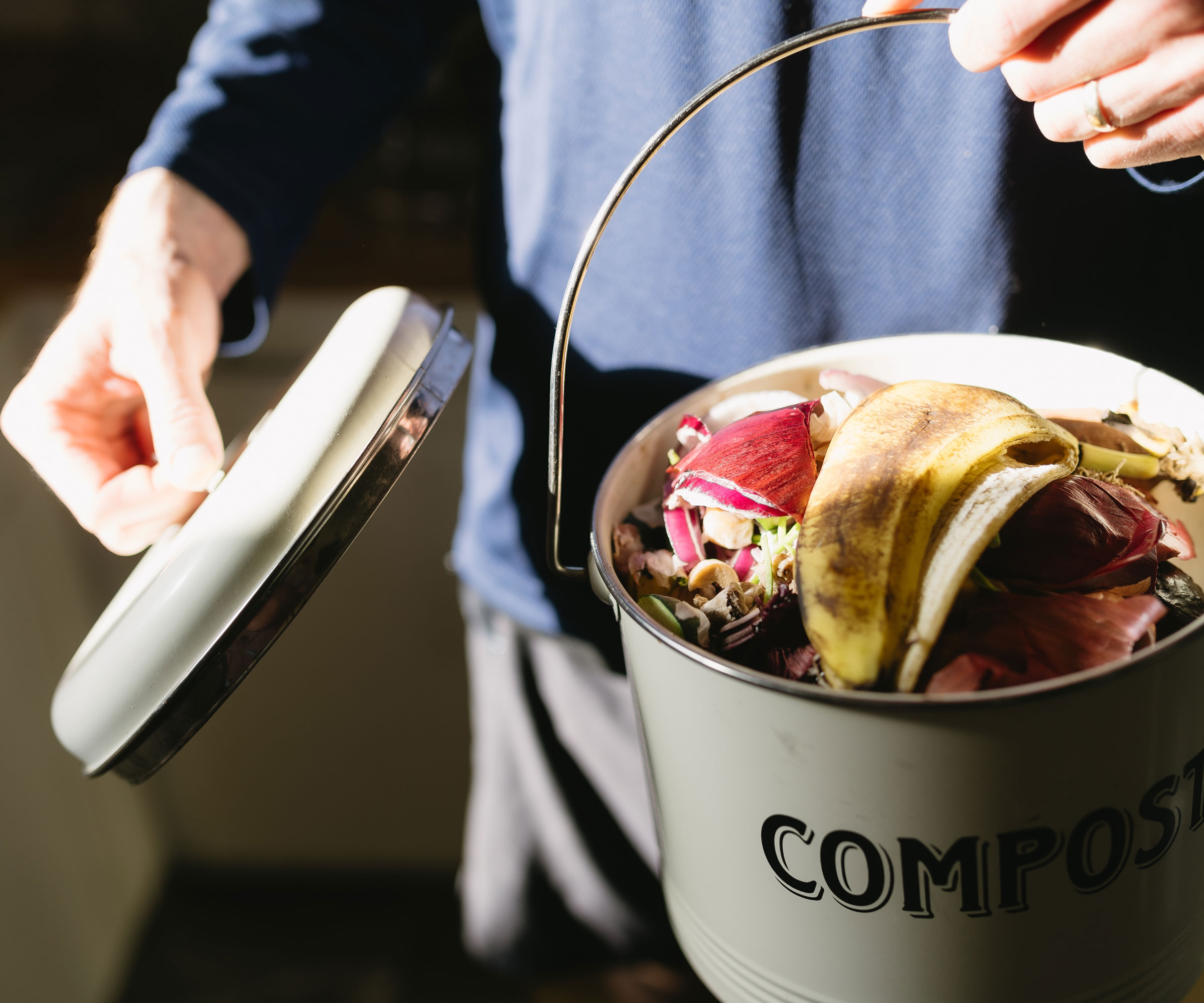 organic compost bucket with food scraps