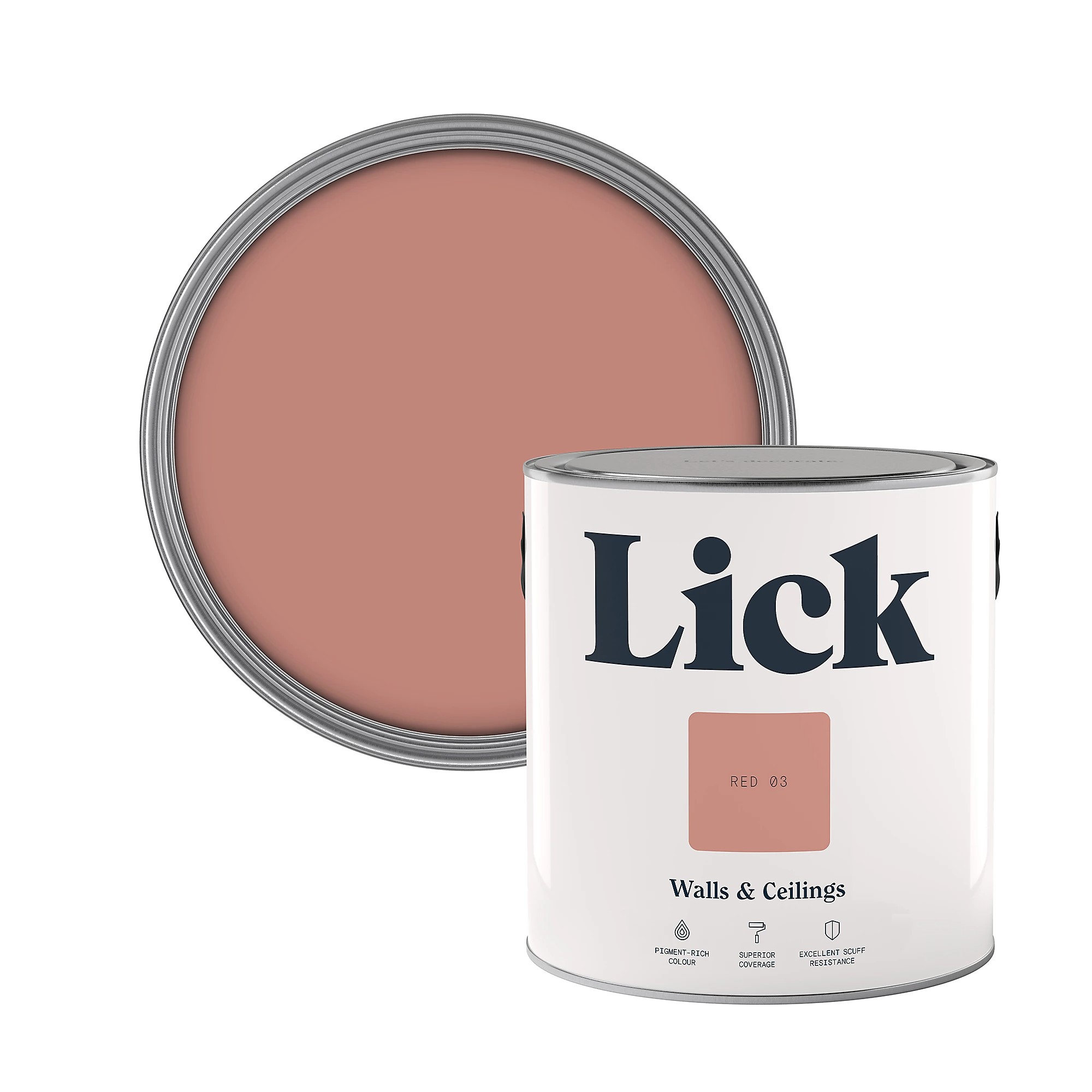 Lick Red 03 Matt Emulsion paint, 2.5L