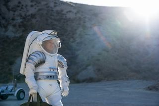 Gen. Naird tests out an experimental space suit in Netflix's new comedy "Space Force."