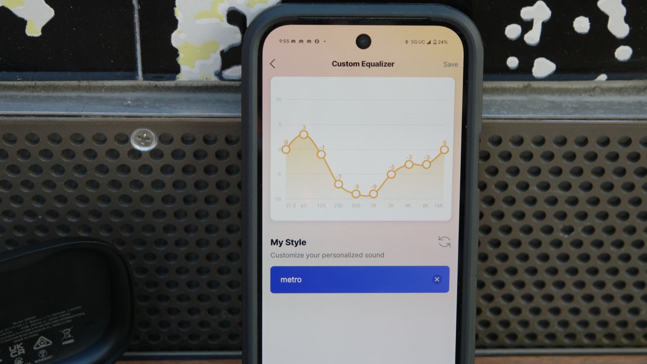 EarFun OpenJump app showing EQ nodes