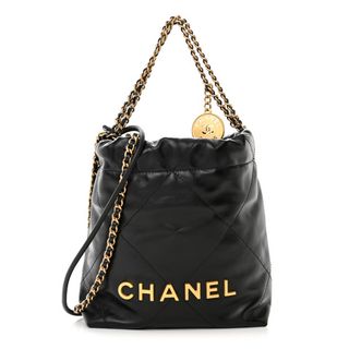 Chanel Shiny Calfskin Quilted Mini Chanel 22 Black