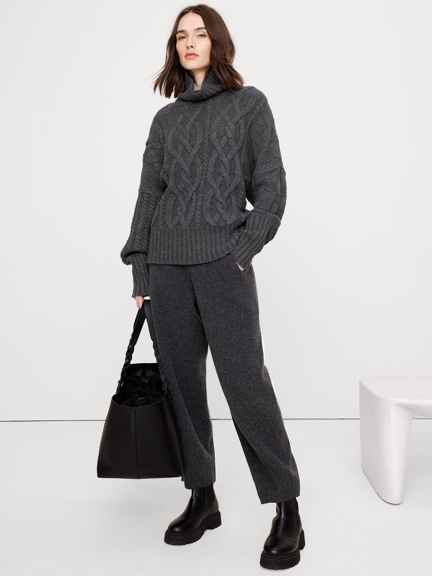 Merino-Cotton Barrel Sweater Pant