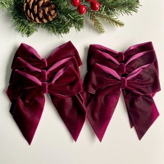 Wine Velvet Christmas Tree Bows