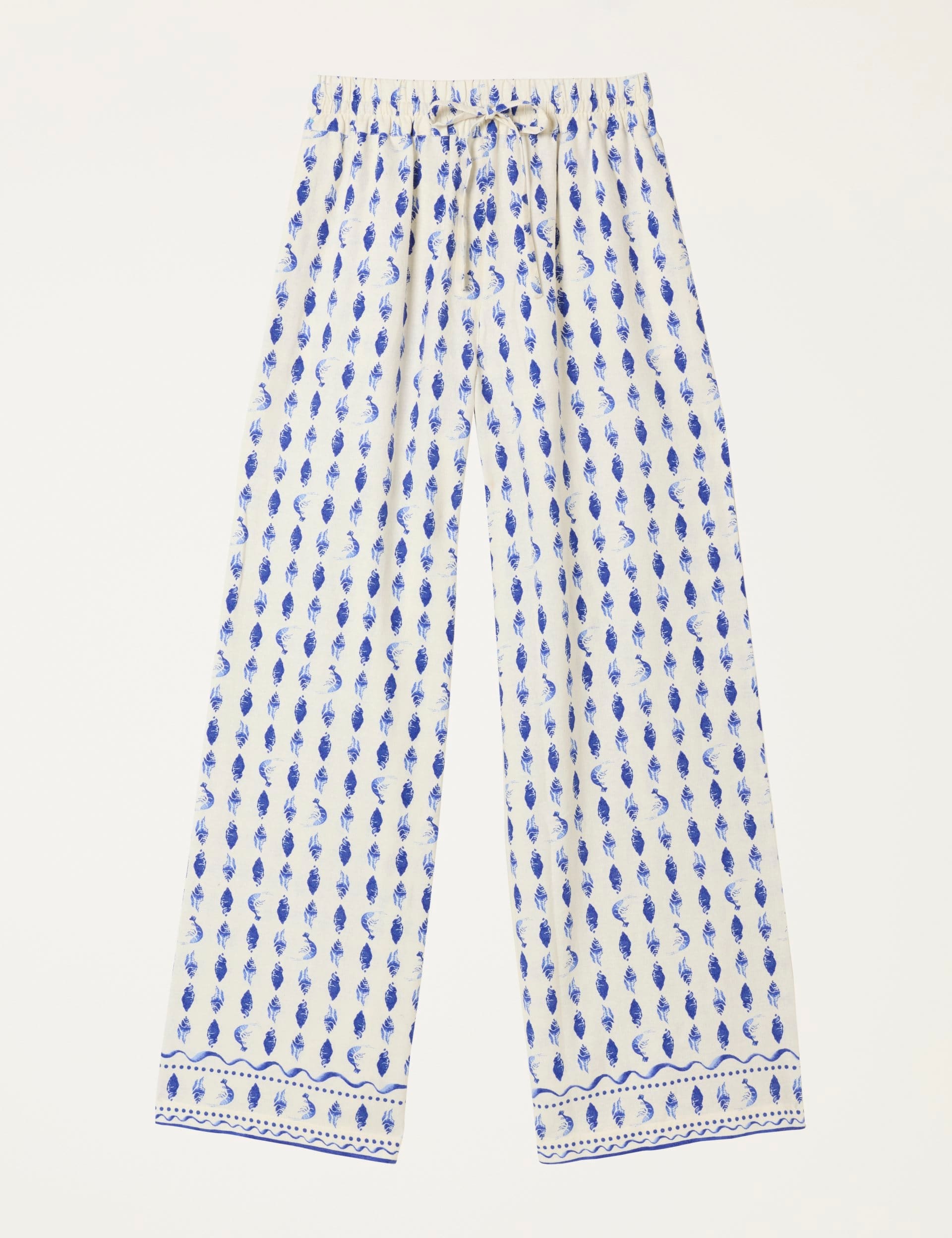 Linen Rich Shell Print Palazzo Trousers