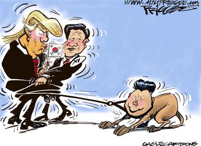 Political Cartoon U.S. Trump China North Korea foreign policy