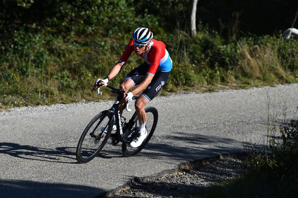 LA SEYNESURMER FRANCE FEBRUARY 18 Anthony Roux of France and Team Groupama FDJ competes in the breakaway during the 54th Tour Des Alpes Maritimes Et Du Var 2022 Stage 1 a 176km stage from Saint Raphal to La SeynesurMer TDHV22 on February 18 2022 in La SeynesurMer France Photo by Dario BelingheriGetty Images