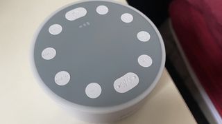 The top of the Groov-e Serenity sleep aid sound machine in the reviewer's bedroom