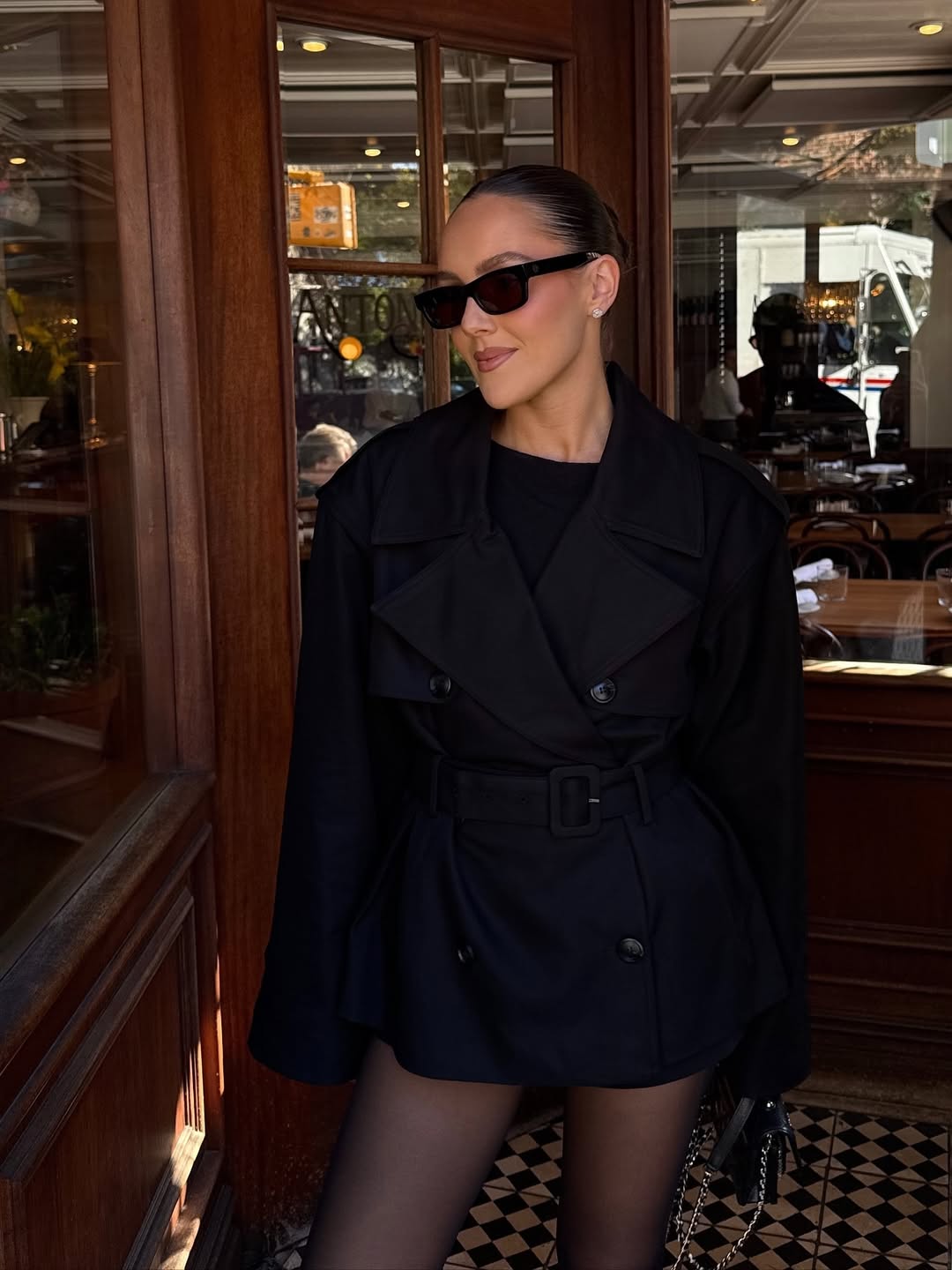 Emma Leger wearing diamond stud earrings