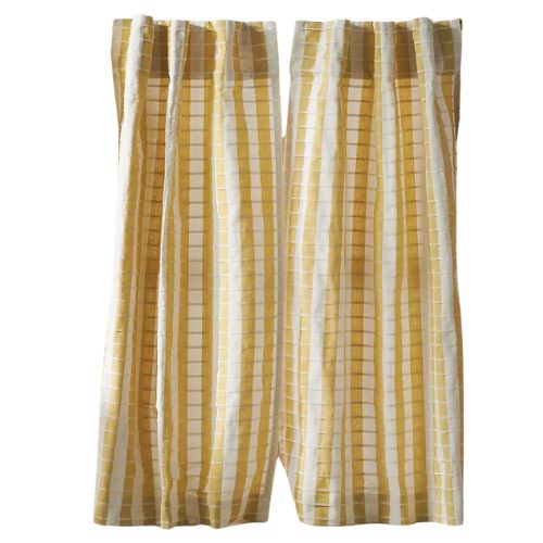 Anthropologie, Cotton Woven Stripe Caf&amp;eacute; Curtains, Set of 2