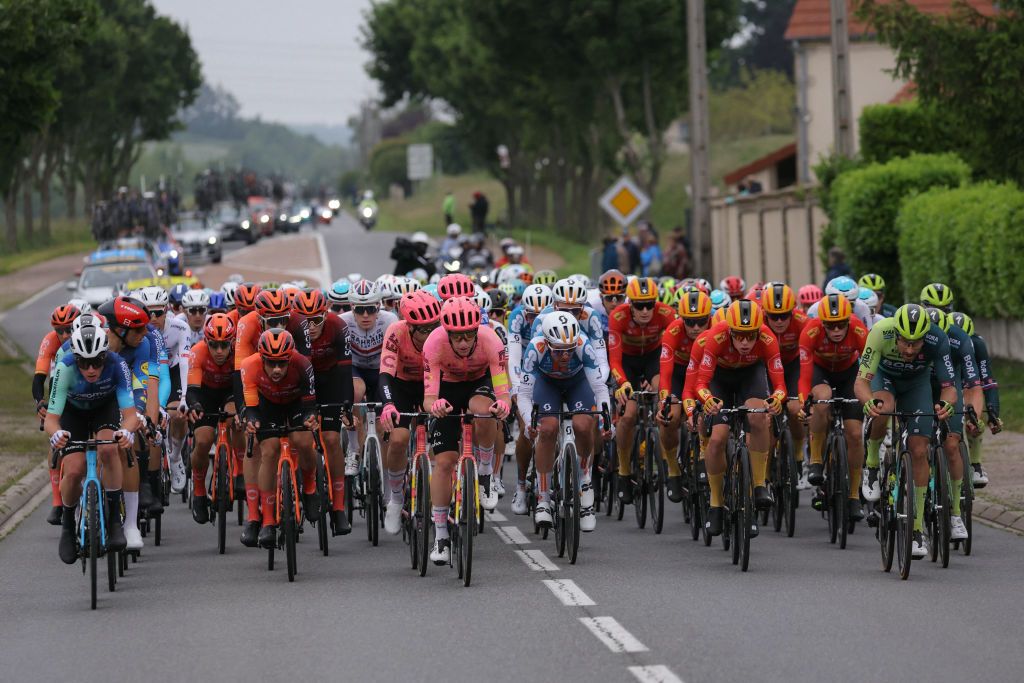 Riders during Dauphine 2024 stage 1