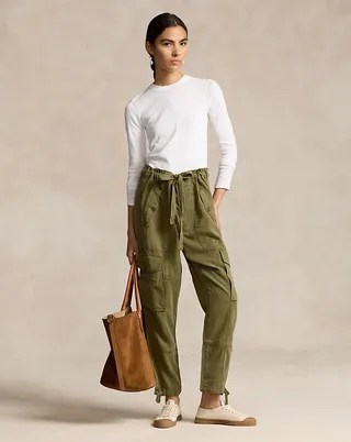 Linen Blend Twill Cargo Pant