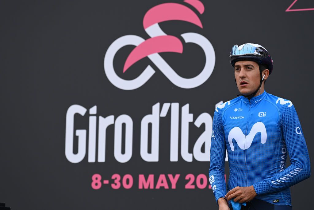 NOVARA ITALY MAY 09 Marc Soler Gimenez of Spain and Movistar Team at start during the 104th Giro dItalia 2021 Stage 2 a 179km stage from Stupinigi Nichelino to Novara girodiitalia Giro UCIworldtour on May 09 2021 in Novara Italy Photo by Stuart FranklinGetty Images